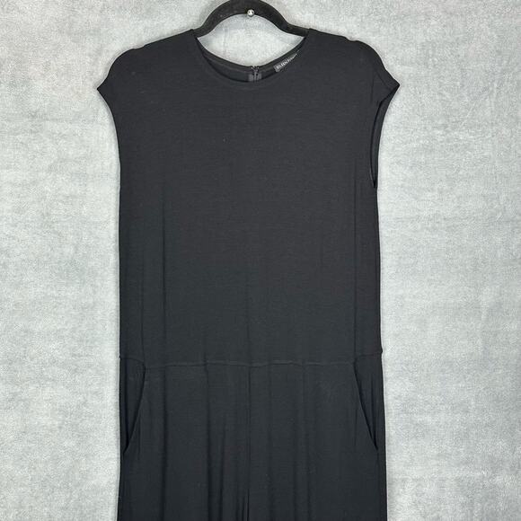 Eileen Fisher Jumpsuit Women Extra Small Black Short Sleeve Pant Stretch Neutral - Picture 2 of 12